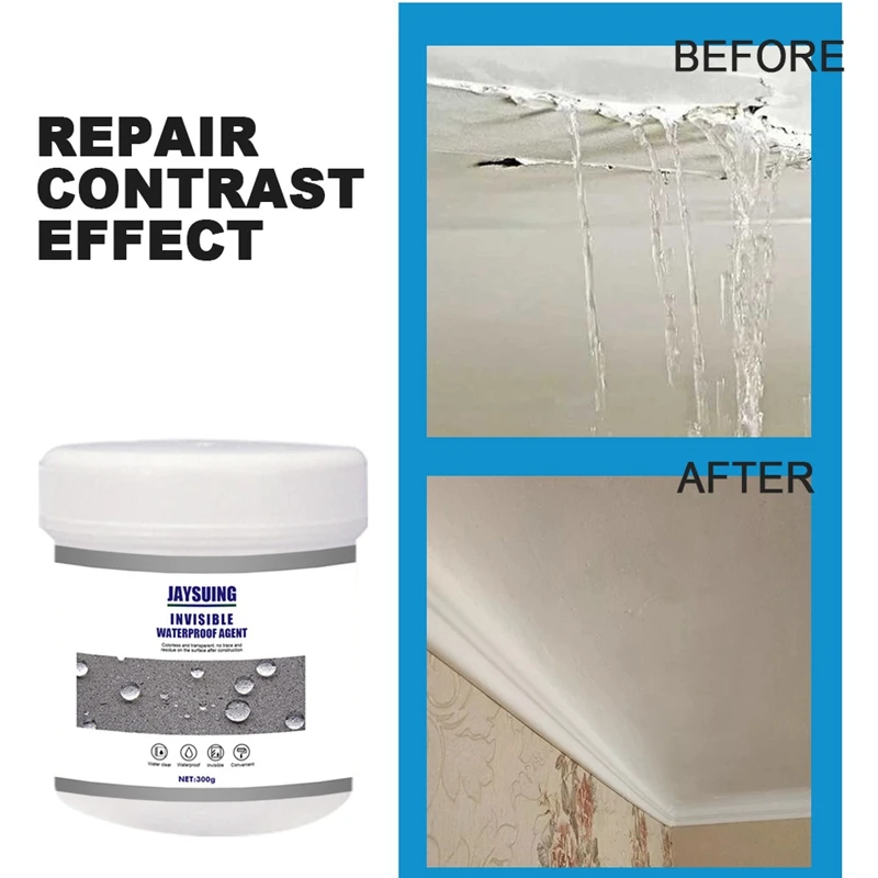 Jaysuing 2X Transparent Waterproof Glue Plus Brush Waterproof Leakproof Water-Based Sealant Anti-Leakage With Brush-A