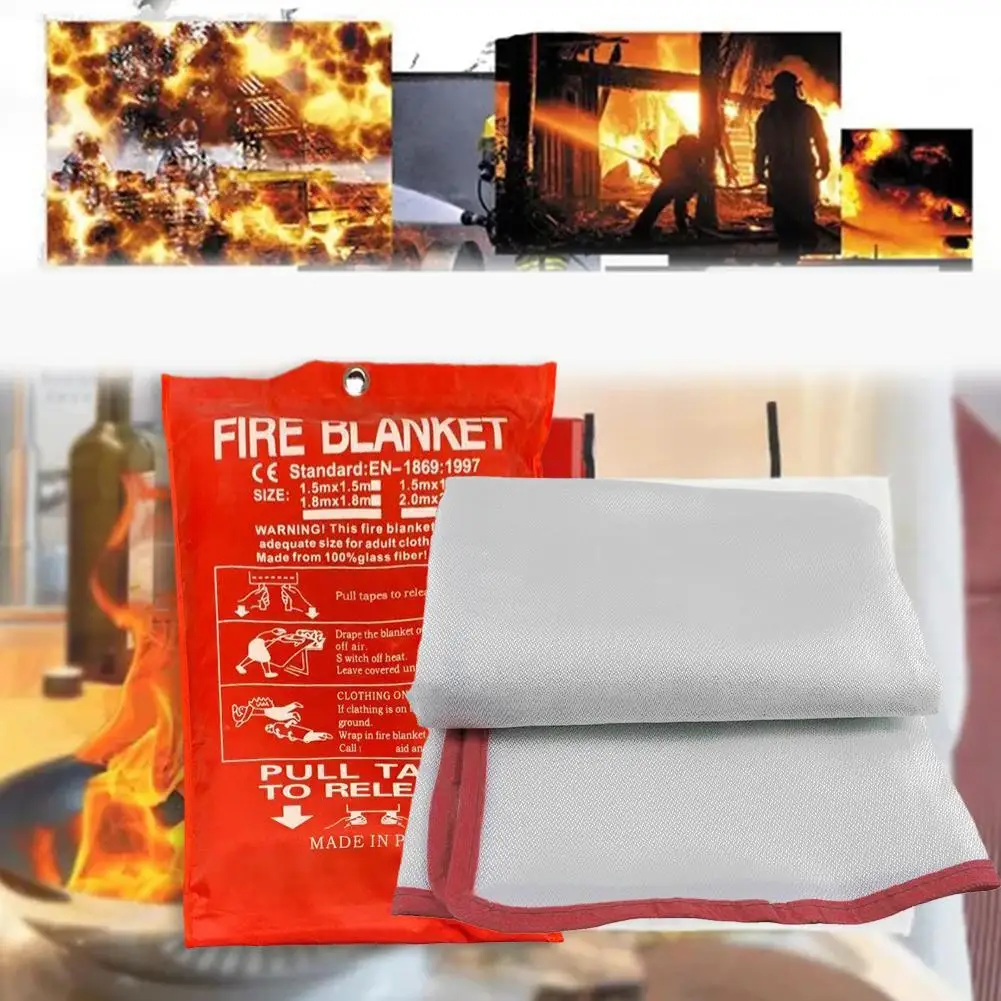 1Mx1M Fire Blanket Fighting Fire Extinguishers Tent Boat Emergency Blanket Survival Fire Shelter Safety Cover