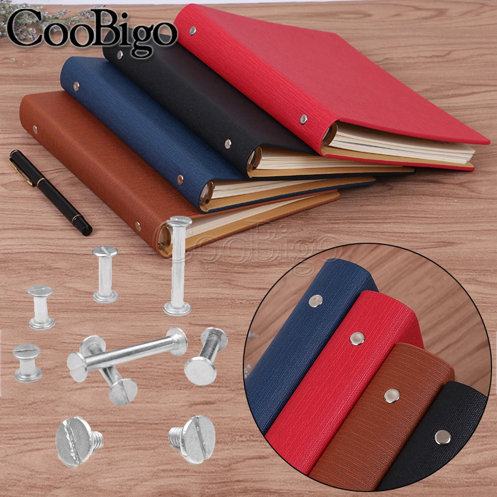 Metal Binding Chicago Screw Binder Loose Leaf Clip Fastener DIY Photo Album Scrapbook Bookkeeping Account Book Aluminum 10Sets