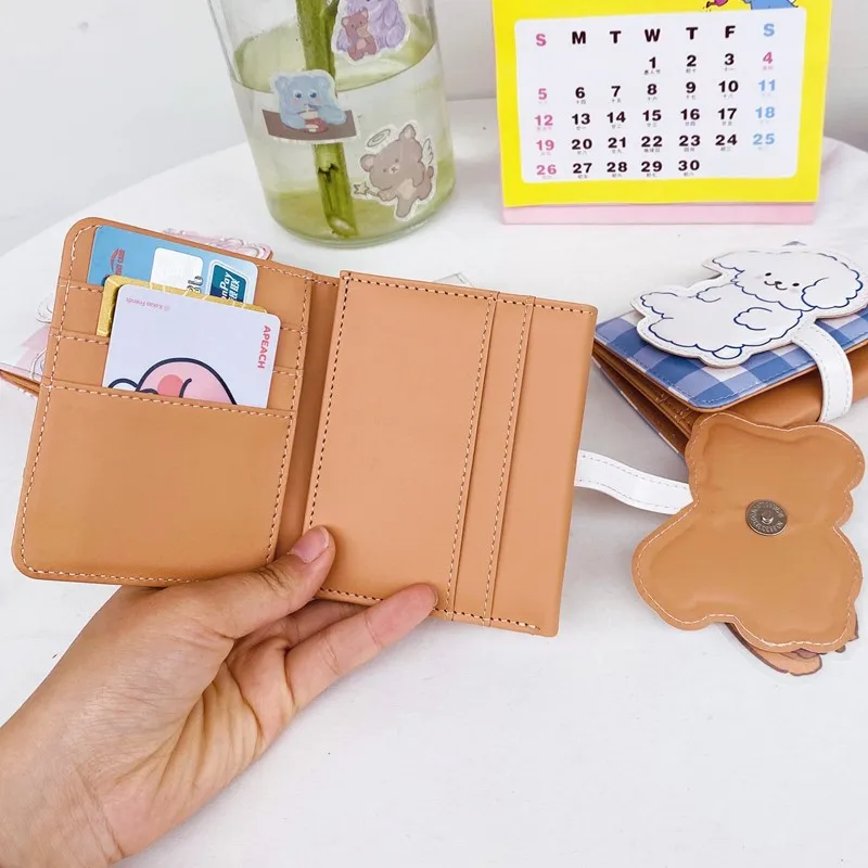 Portable Cartoon Covered with Shy Bear Plush Doll Puppet Keychain Girl Coin Purse Red Envelope Wallet Children's Purse