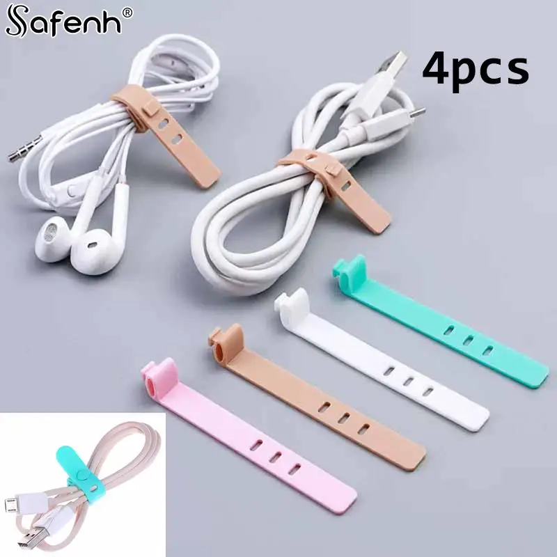 4Pcs/set Silicone Cable Winder Earphone Protector USB Phone Holder ...