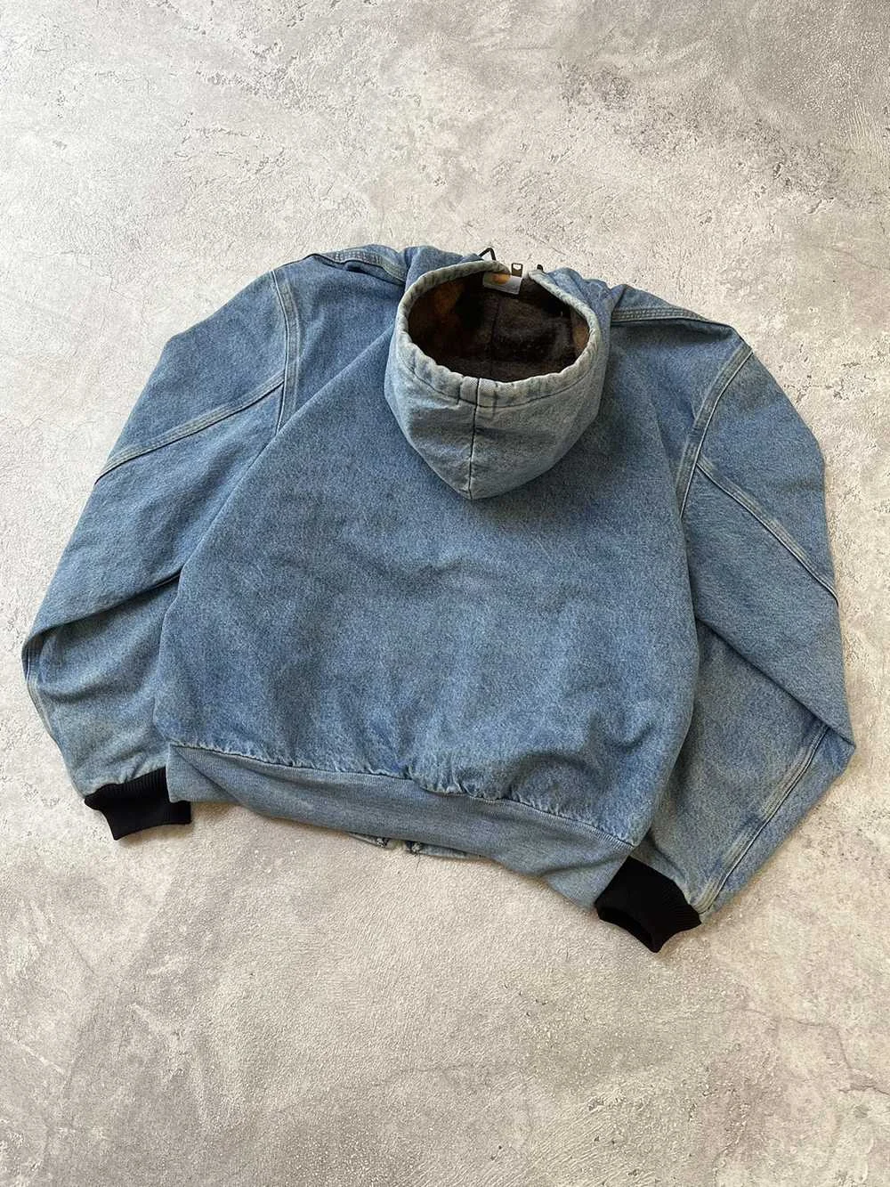 American street style loose denim canvas jacket washed old cleanfit retro simple hooded workwear cardigan casual daily jacket 4