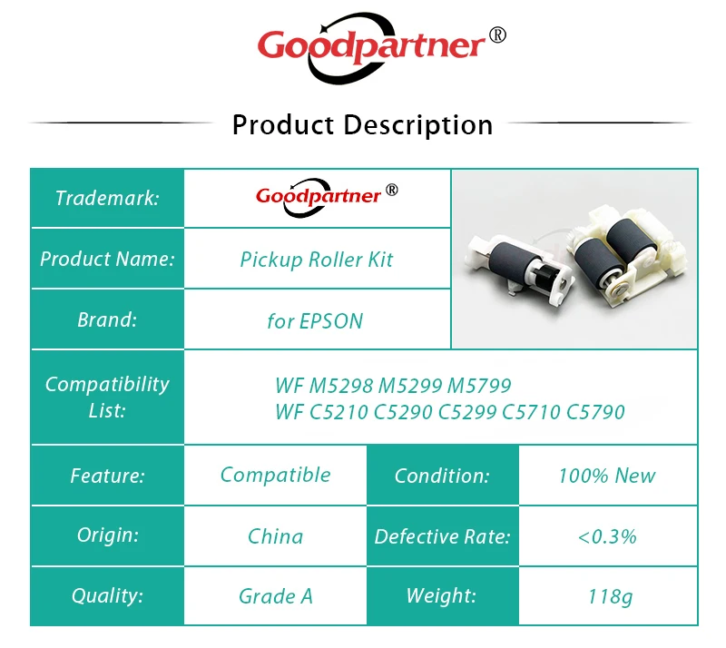 Kit de Rolo de Recolhimento para Epson wf C529r C579r C5210 C5290 C5299 C5710 C5790 M5298 M5299 M5799 Et8700 1x - Imagem 2