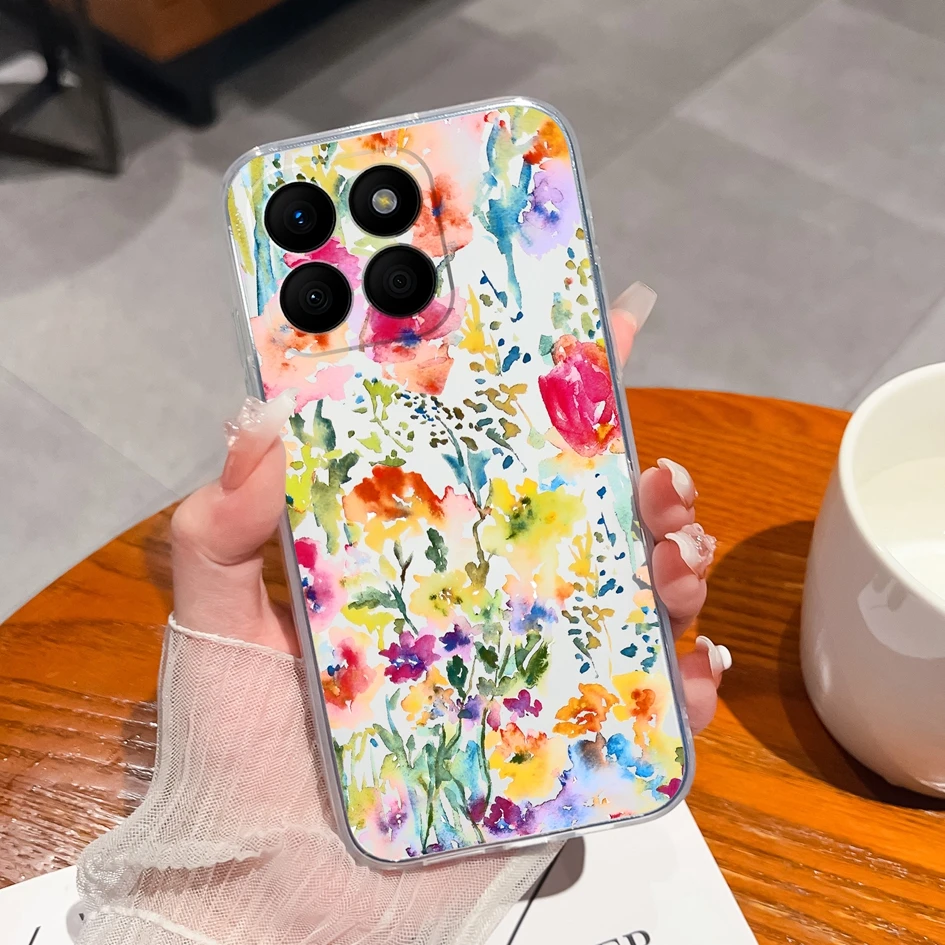 Clear TPU Silicone Soft Protective Case with Pretty Butterfly Bear Design for 6.75-Inch Smartphones