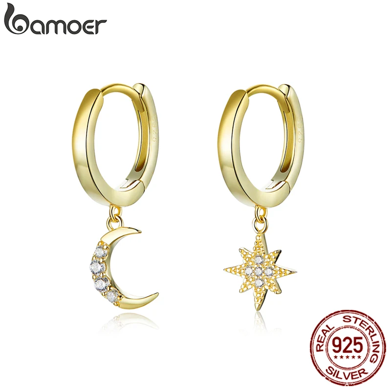 Set di orecchini a cerchio a forma di stella in argento