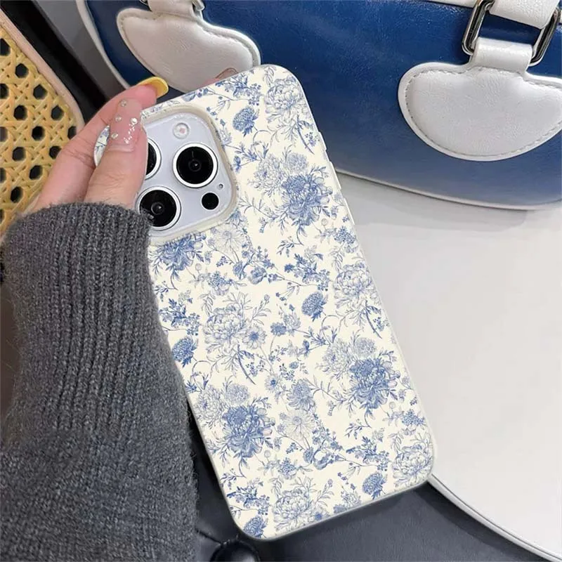 Vintage Floral Silicone PU Leather Phone Case Cover
