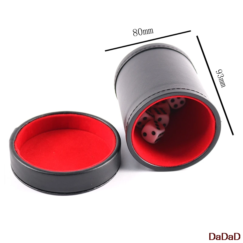 PU Leather Flannel Mute Dice Cups With 5pcs Dices Bar Game Supplies 1pcs