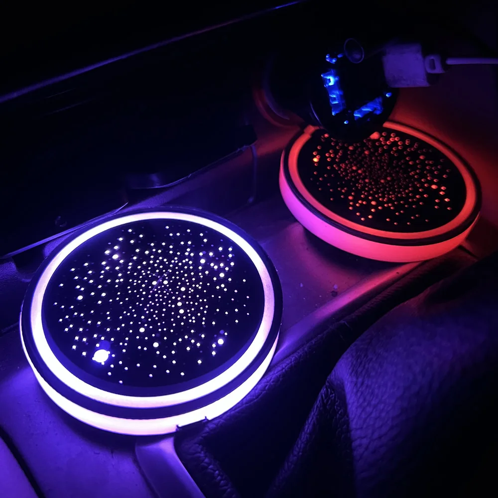 Car LED Luminous Water Cup Pad 1PC Interior Decor