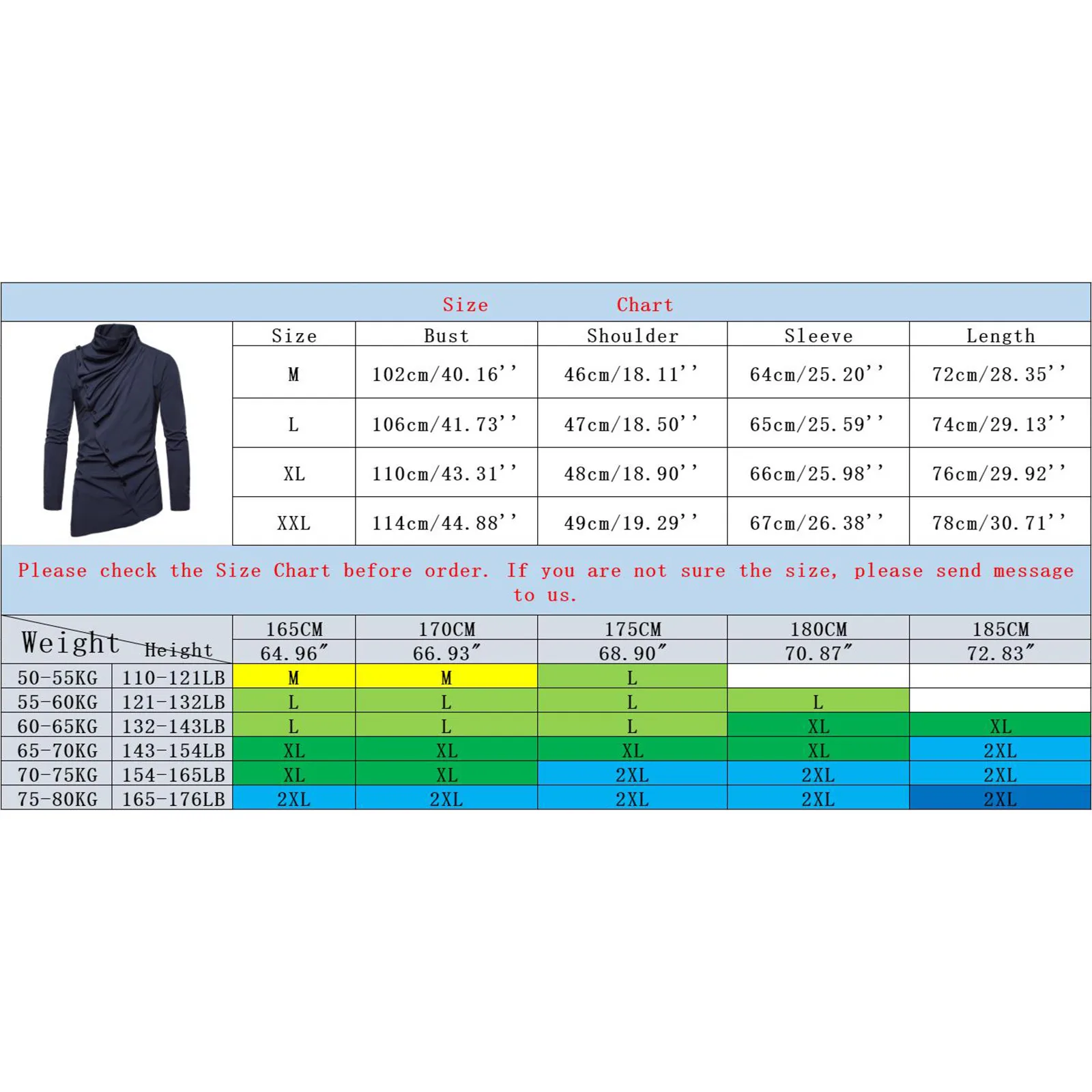 Button Down Shirt Men Long Sleeve Asymmetrical Diagonal Front South Korea Fashion Top