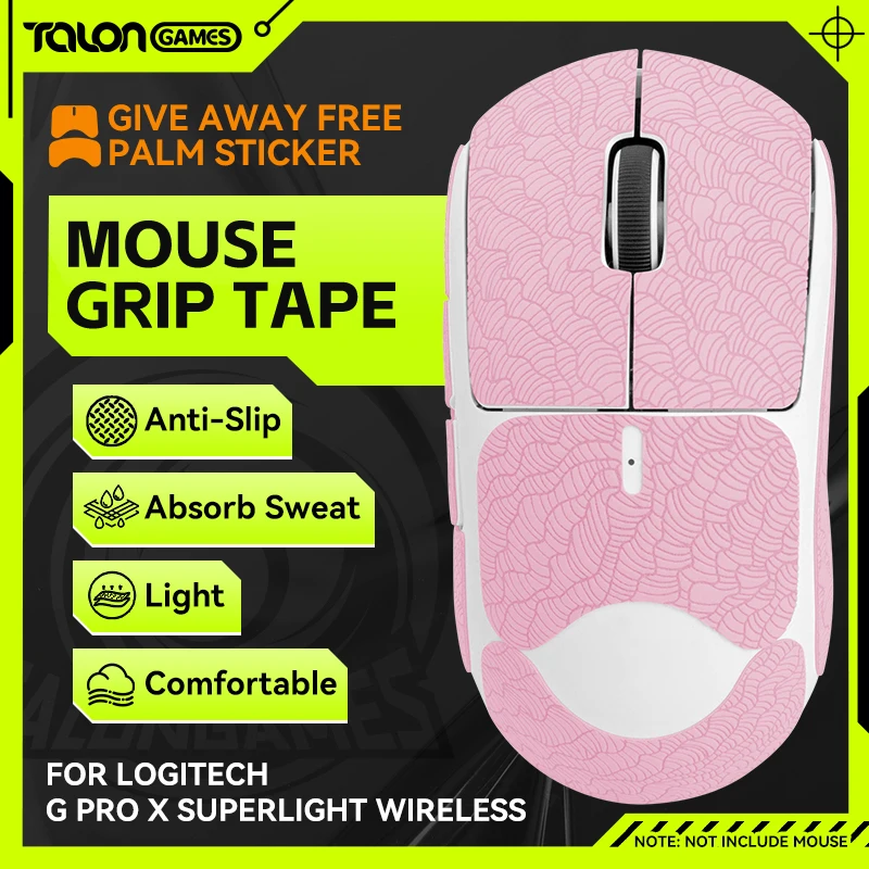 Sakura Pink Talongames Mouse Grip Tape Per Logitech G Pro X Mouse Superlight, Assorbimento Del Sudore Del Palmo, Lato All Inclusive Antiscivolo