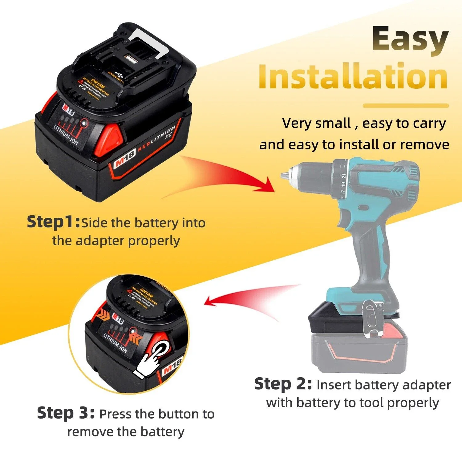 Electric Power Tool Adapter Converter DM18M Battery Adapter for Dewalt DCB200 DC