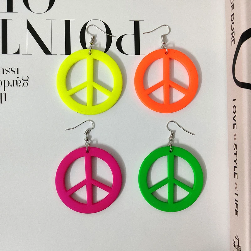 Voikukka Jewelry 2022 New Product Acrylic Pendant Anti War Logo Peace Pattern Fashion Dangle Earrings For Women Gifts 3