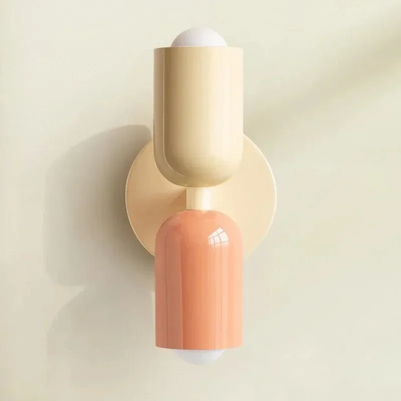 북유럽 LED 벽 램프, 모던 미니멀리스트 크림 더블 헤드 라이트, 거실 침실 침대 옆 서재 실내 장식 고정 장치