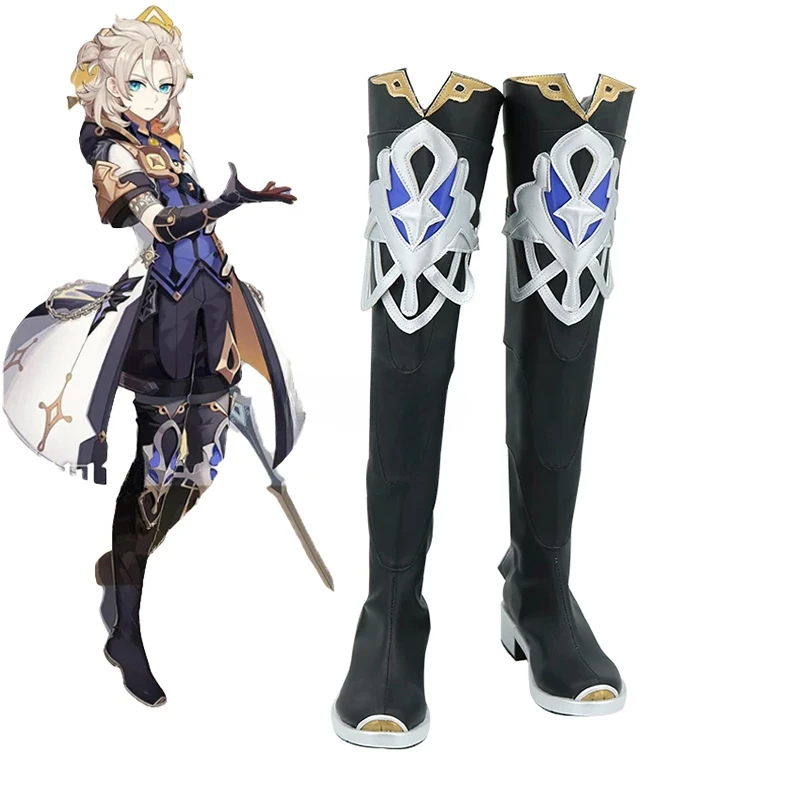 

Game Genshin Impact Alchemist Albedo Cosplay Shoes High Boots Custom-made Halloween Carnival Party Role Play Accessories Props