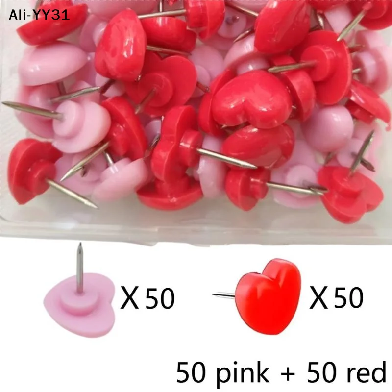 【Wt】50/100Pcs 2026 하트 모양 플라스틱 품질 코르크 보드 안전 컬러 압..