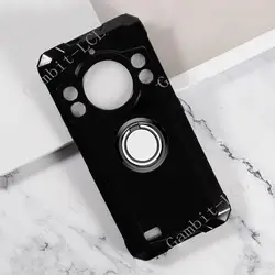 Universal 6.53 Back Ring Holder Phone Cover - Soft Silicone TPU Case for KingKong Ace 3 (Ring Case Black)