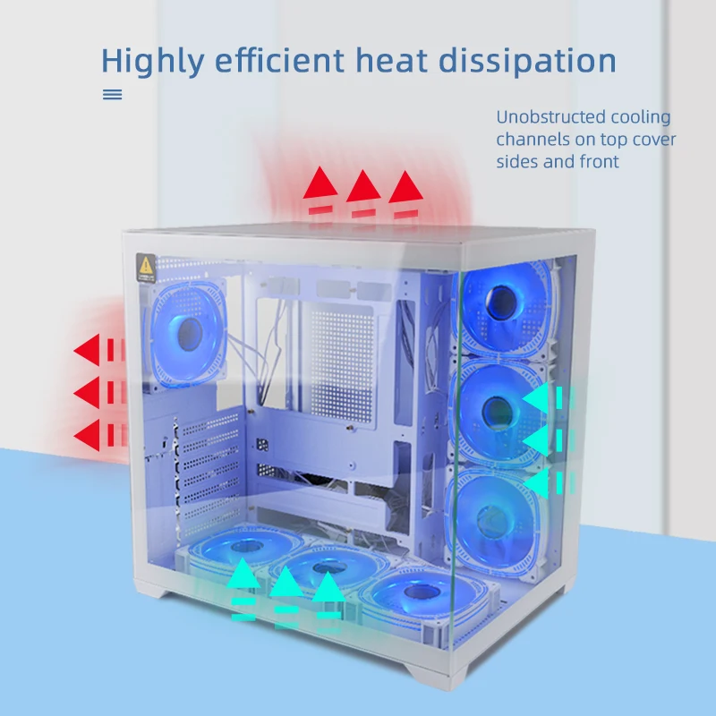 Double-Sided Glass Computer Gaming Case Rgb pc Case ATX/M-ATX Desktop pc Computer For Gaming Computer-Only