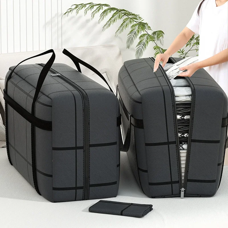 1PC Large Capacity and Super Load-bearing Black Composite Material Storage Bag, Dustproof and Moisture-proof with Zipper 2