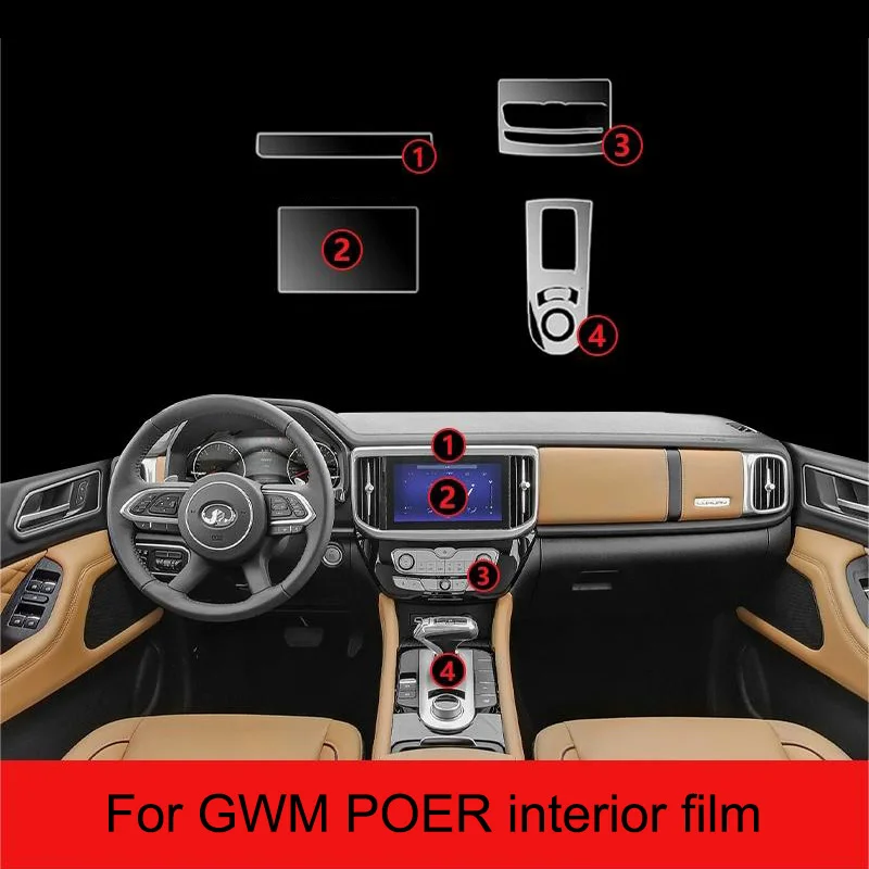 

Прозрачная защитная пленка из ТПУ для GWM POER 2019-2023, внутренняя наклейка, центральной консоли, навигатора, переменного тока, панели, автомобильные аксессуары