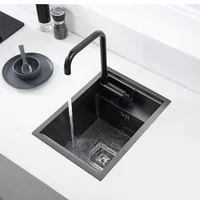 Hidden black Kitchen sink Single bowl Bar Small Size sink Stainless Steel Balcony sink Concealed black kitchen Bar 2