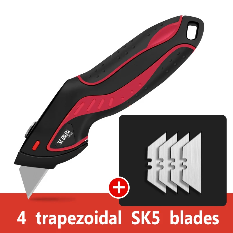 New Abs+Tpr Telescopic Utility Knife Industrial Paper Cutting Decoration Art Knife With 3pcs Spare Blades Office Study Supplies utility knife t type heavy duty knife holder with 3 blades 25mm tpr rubber body with 3 blade storage paper cutter office supply