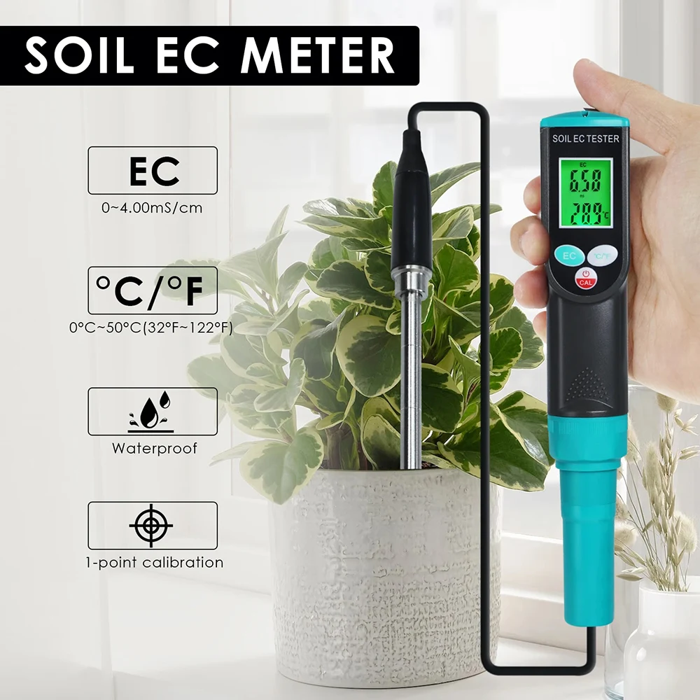Digital EC/Temp Soil Tester High Accuracy Sensor for Planting