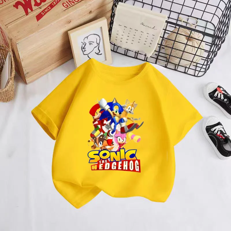 thumbnail image 1 of Camiseta de pareja para niños de 2 a 12 años, ropa de verano de Sonic para niños, ropa para niñas, niños, madres y niños, 1 of 5