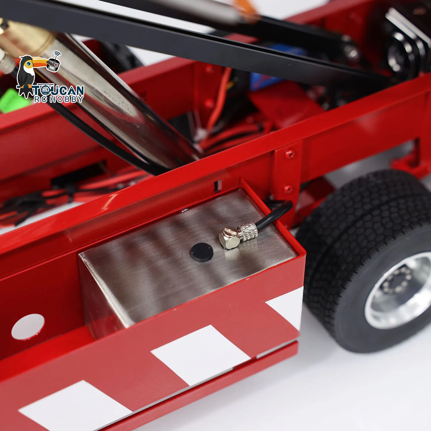 Metal 3 Axles Hydraulic Dump Semi-Trailer 1/14 Scale Assembled Painted Electric Awning for RC Tractor Trucks Toy Model THZH1877 6
