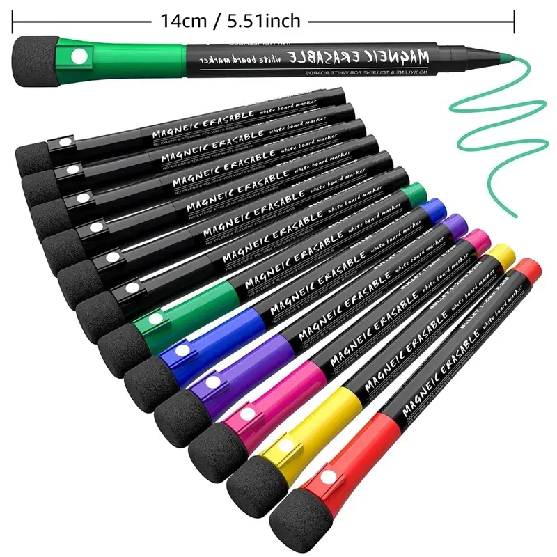 12pcs Magnetic Whiteboard Pens Markers With Eraser Markers For Home And Office Supplies Painting Brush white marker pens,marker pens,color marker pens,pen marker,paint marker pen,markers pen,marker pen,art marker pens,art markers,colored pens