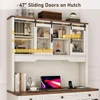 76" Height Farmhouse Desk with Sliding Door Hutch with Charging Station, Drawers and Storage Cabinet Workstation Computer Desk 3