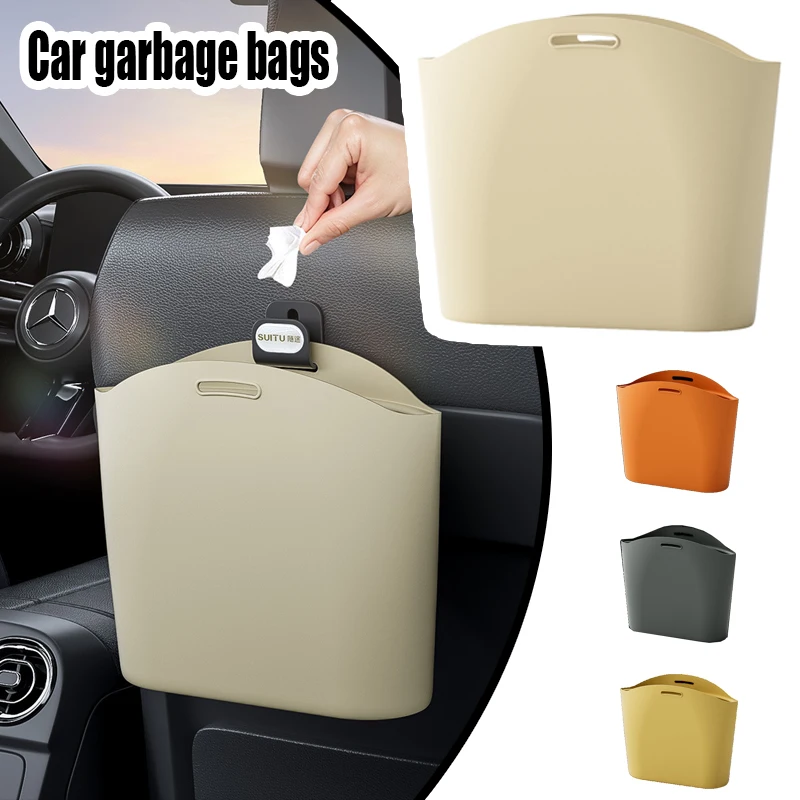 Car Trash Cans Silicone Hanging Trash Bins for Vehicle Storage And Collection Space Saving Organizer Foldable Bins