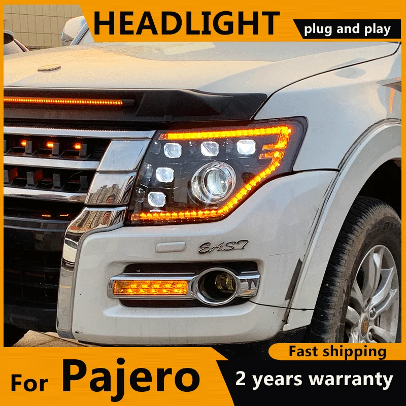 

For Mitsubishi Pajero V97 LED Headlight 2009-2021 Headlights V93 V95 V87 DRL Dynamic Turn Signal Angel Eye LED Projector Lens