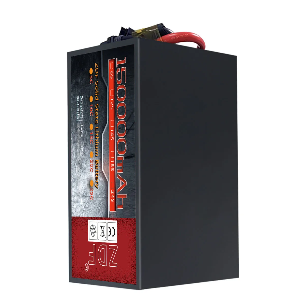 ZDF High Super power solid state lithium battery 150Ah 150000mah 23.7V 44.7V 72V large UAV battery for drone airplane 2