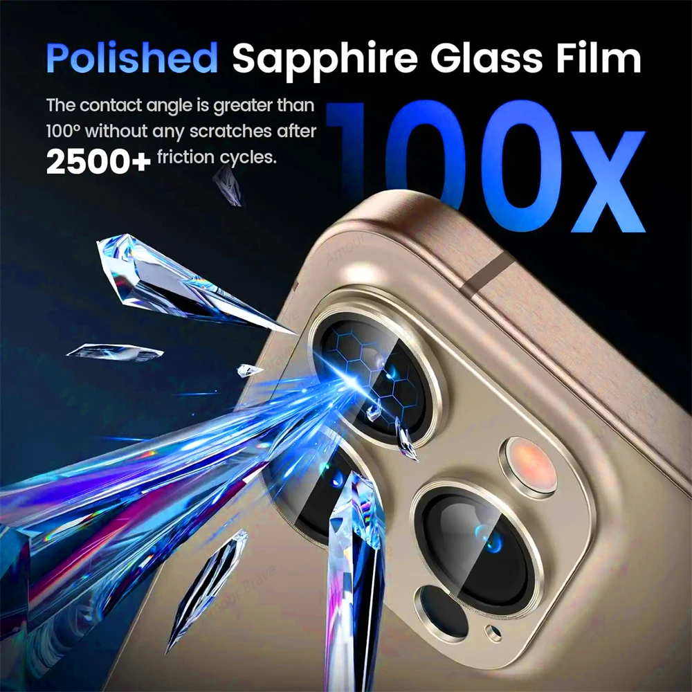 Camera Lens Protector For IPhone 15 14 13 12 Pro Max Full Cover Tempered Glass E - Foto 6