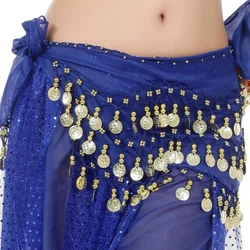 Gold-Toned Coin and Sequin Tassel Belly Dance Hip Scarf Belt (004)
