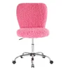 Adjustable Height Office Chairs Polyester Faux Fur Armless Swivel Task Office Chair Computer Armchair White Mid Back Furniture 2