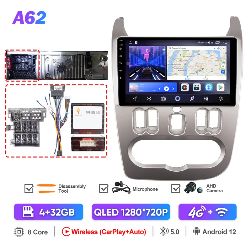 Radio Android 13 Para Renault Dacia Duster/Sandero 2010-2015 - Pantalla 8" Táctil, CarPlay/Android Auto Inalámbrico, GPS, Cámara Trasera
