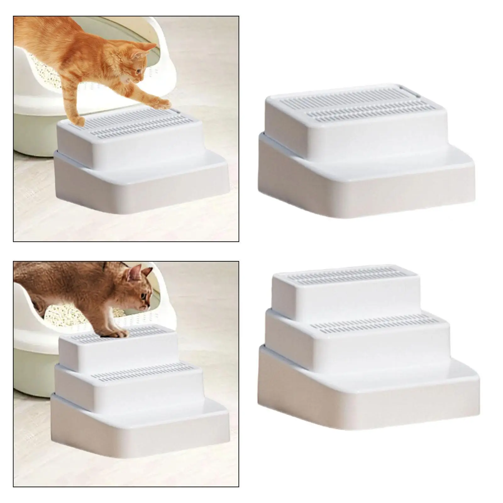 Multi Functional Cat Litter Box Steps Large Aperture Grid Washable Ramp for Small Elderly Cats Furniture Bed