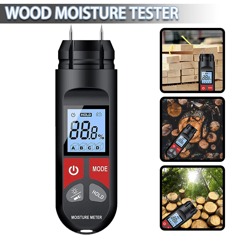 

New Arrival Digital Wood Moisture Meter Hygrometer Detection Tool Professional Timber Damp Cardboard Humidity Detector