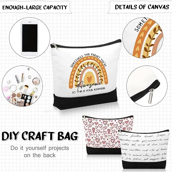 Sublimation Blank Cosmetic Bag Black Bottom Women's Make Up Bag Polyester Portabl For Heat Transfer Printe Storage Pencil Bags 6