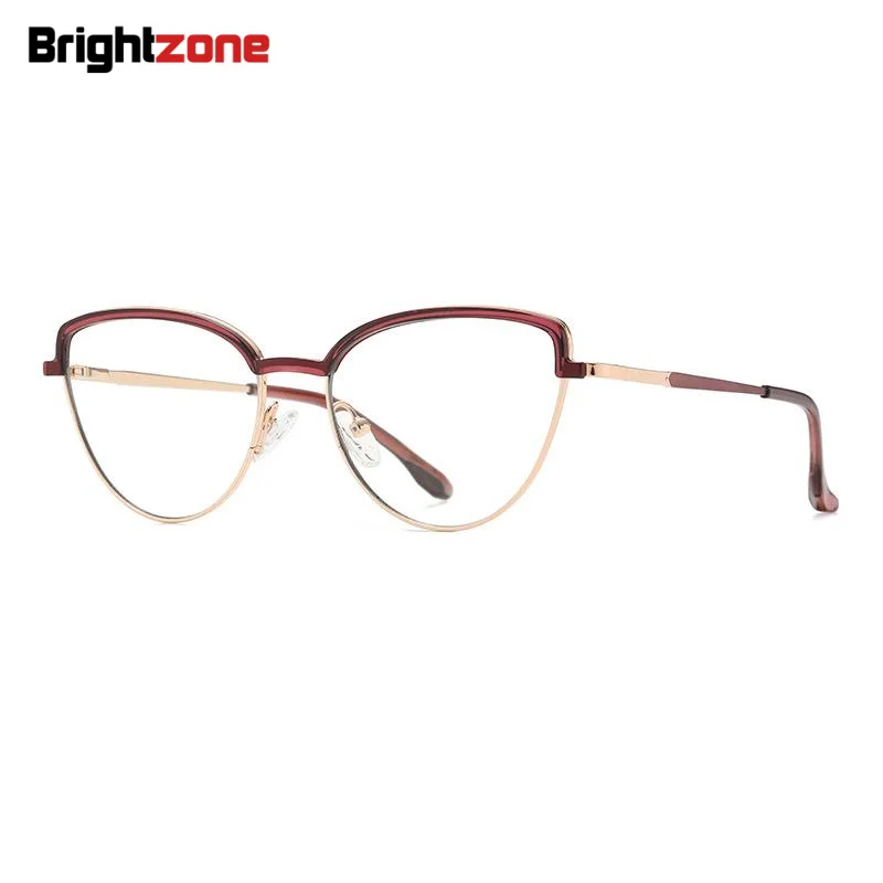 

Brightzone New TR Metal Eyeglasses Spectacle Frame Women Bicolor Spring Hinge Leg Anti Blue Light Optical Glasses Oculos De Grau