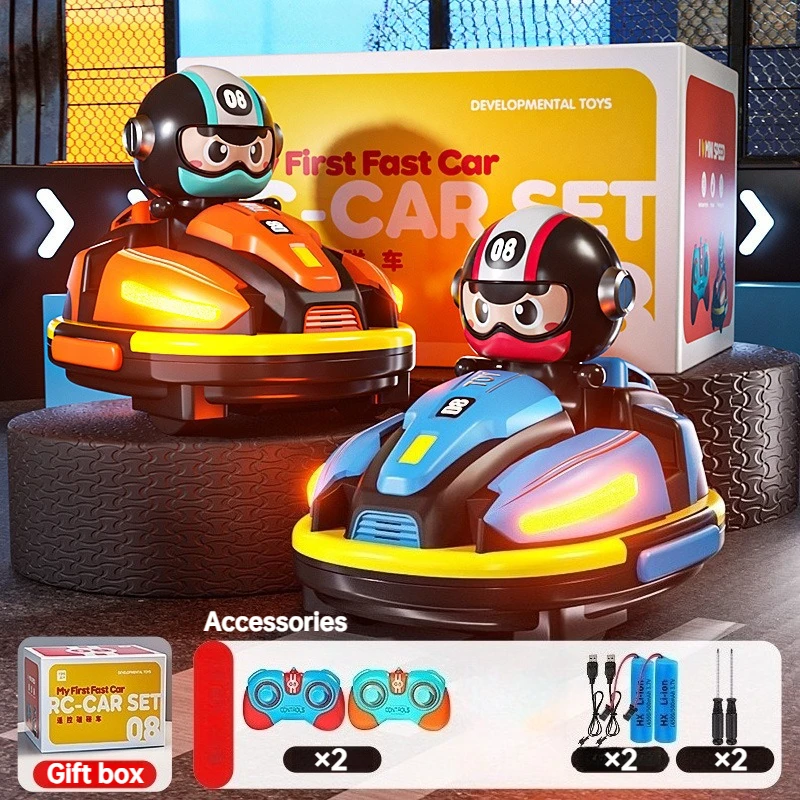 RC Battle Bumper Car Toy for Toddler Boy Girl Catapult Robot Karting Toy with Music Light RC Battle Game for Kids Family Battles