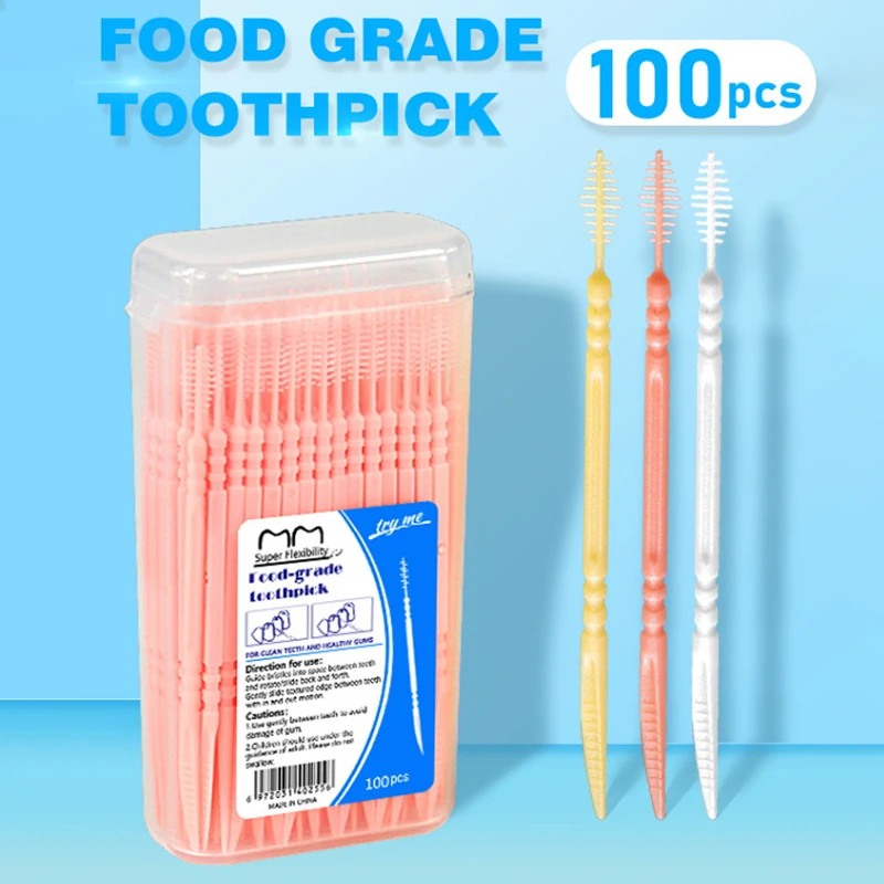 

200pcs/Box Double Head Dental Floss Interdental Toothpick Brush Brush Teeth Stick Dental Oral Care Toothpicks Floss Pick