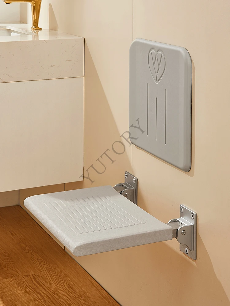 Bathroom folding stool shower seat wall-mounted non-slip toilet the elderly bath seat back 6