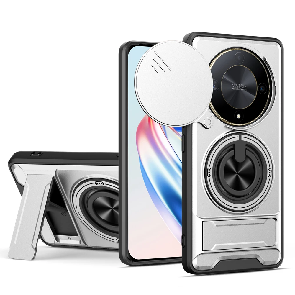 Magnetic Phone Case with Slide Camera Protection and Upright Kickstand - Shockproof Cover