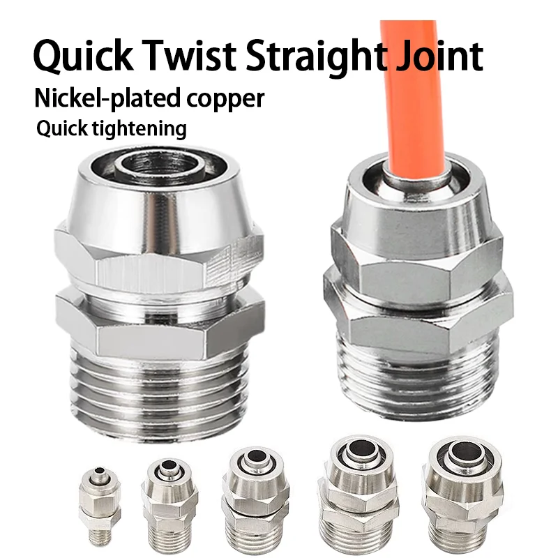 Quick Screw Connector Copper Pneumatic Components Tubo de Tubo para Traqueia Fast Twist Joint pc mm mm mm 10 mm 12 mm