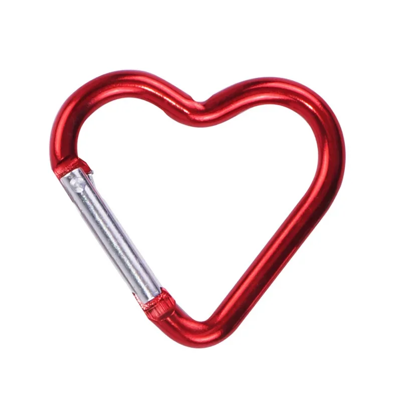 Climbing Carabiner 1pc Heart Shaped Outdoor Camping Bold Aluminum Alloy Locking Clasp Keychain Multi Survival Gear Travel Kit
