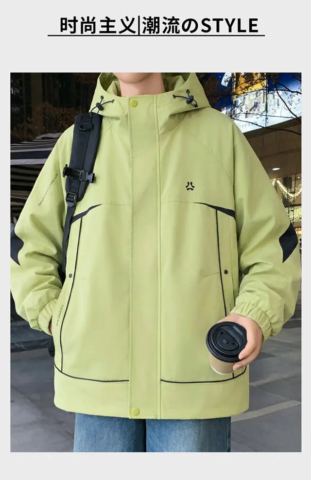 Hochwertige Herren-Kapuzenjacken 2026 Frühling Herbst Jugend Streetwear Reißverschluss-Windbreaker Outdoor-Sport Lockere Mäntel Kleidung – Detail 3