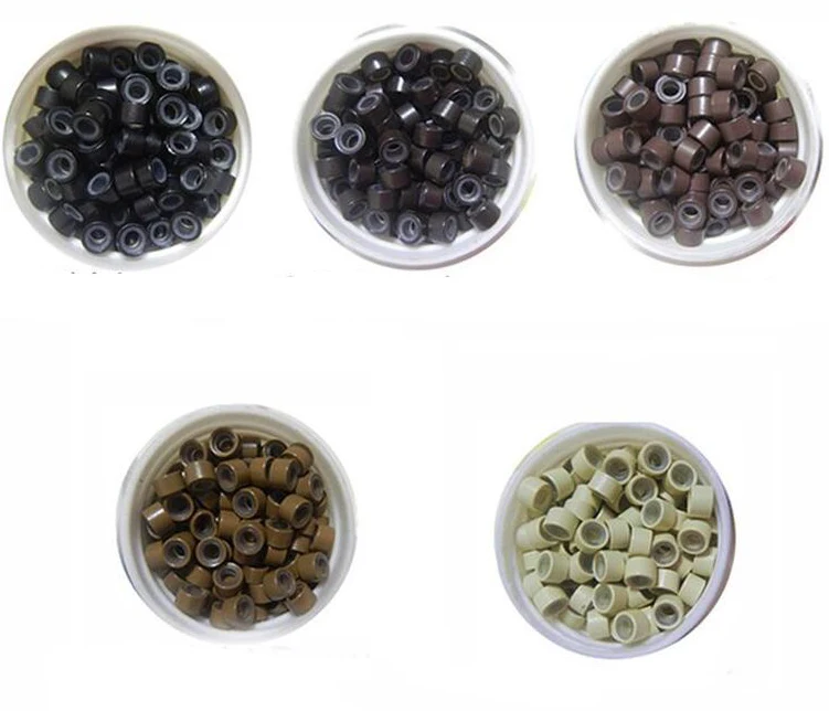 미니 깃털 헤어 링 비즈 연장용 실리콘 마이크로 비즈 링크 1000개입