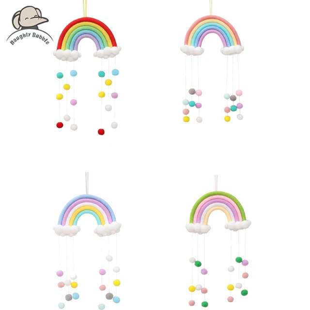 Nordic Style Newborn Cloud Rainbow Raindrop Wall Hangings Decorations Toys for Kids Baby Bed Tent Handmade Crib Toys Room Decor 1